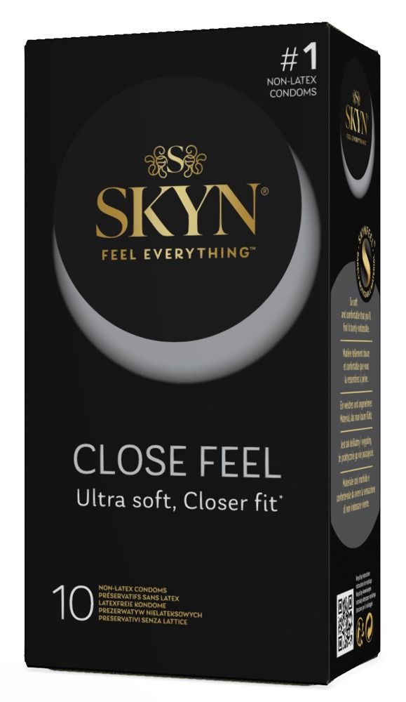 Confezione di preservativi SKYN Close Feel, 10 pezzi. Preservativi senza lattice con vestibilità ultra morbida e aderente.