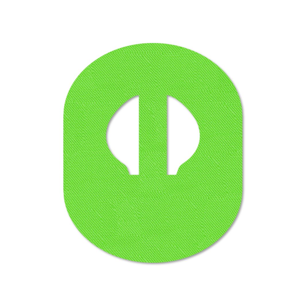 Cerotto ovale verde con intaglio. Superficie tessile. Per dispositivi medici.