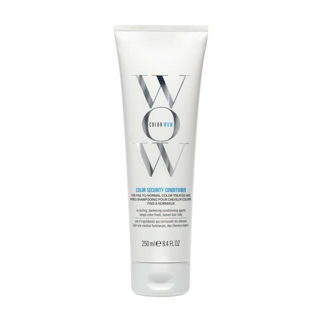 Tubo bianco con scritta "WOW" e "Color Security Conditioner". Contiene 250 ml. Per capelli colorati.