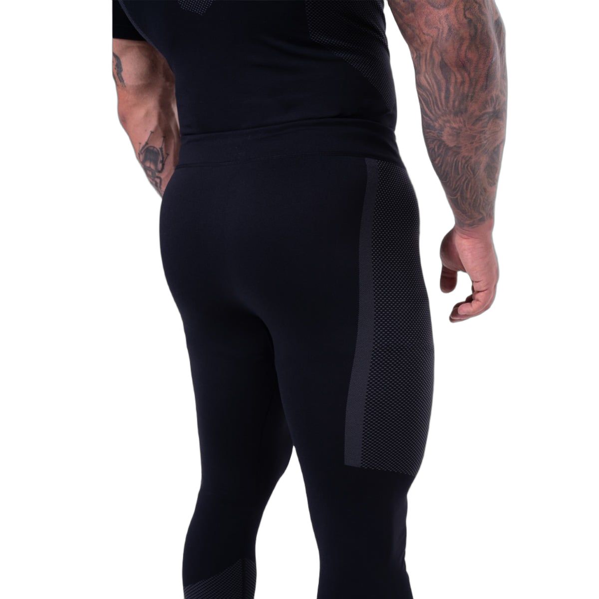 GymBeam Leggings uomo slim senza cuciture, neri e grigi