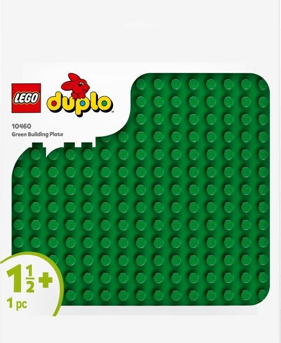 Confezione con base verde LEGO Duplo. Logo, nome del prodotto e raccomandazione di età.