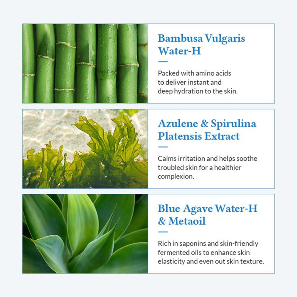Bambù, alghe e agave come ingredienti per la cura della pelle.
