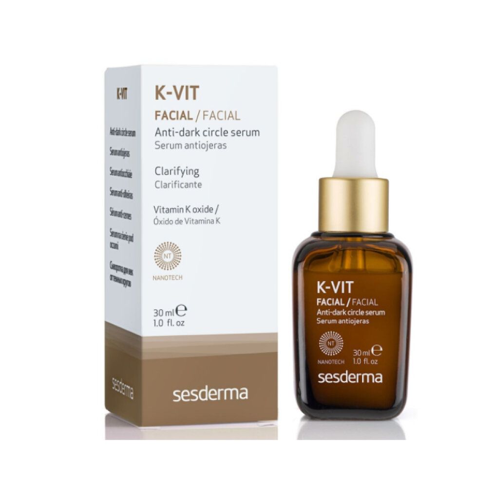 Siero Sesderma K-Vit e scatola. Flacone in vetro marrone con contagocce. 30 ml.