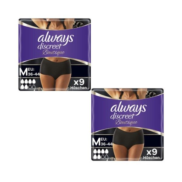 Multipack 2x sempre Discreet Boutique Inkontinenz Pantaloni Nero M 9St