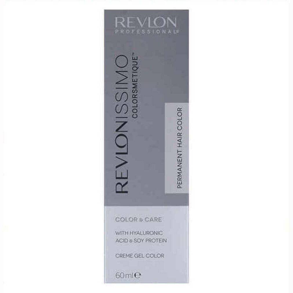 Confezione di tinta per capelli Revlon Professional Revlonissimo Colorsmetique. Testo: Permanent Hair Color, Creme Gel Color. 60ml.