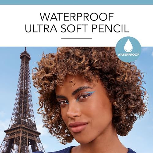 Matita ultra morbida e waterproof con applicazione di eyeliner blu.