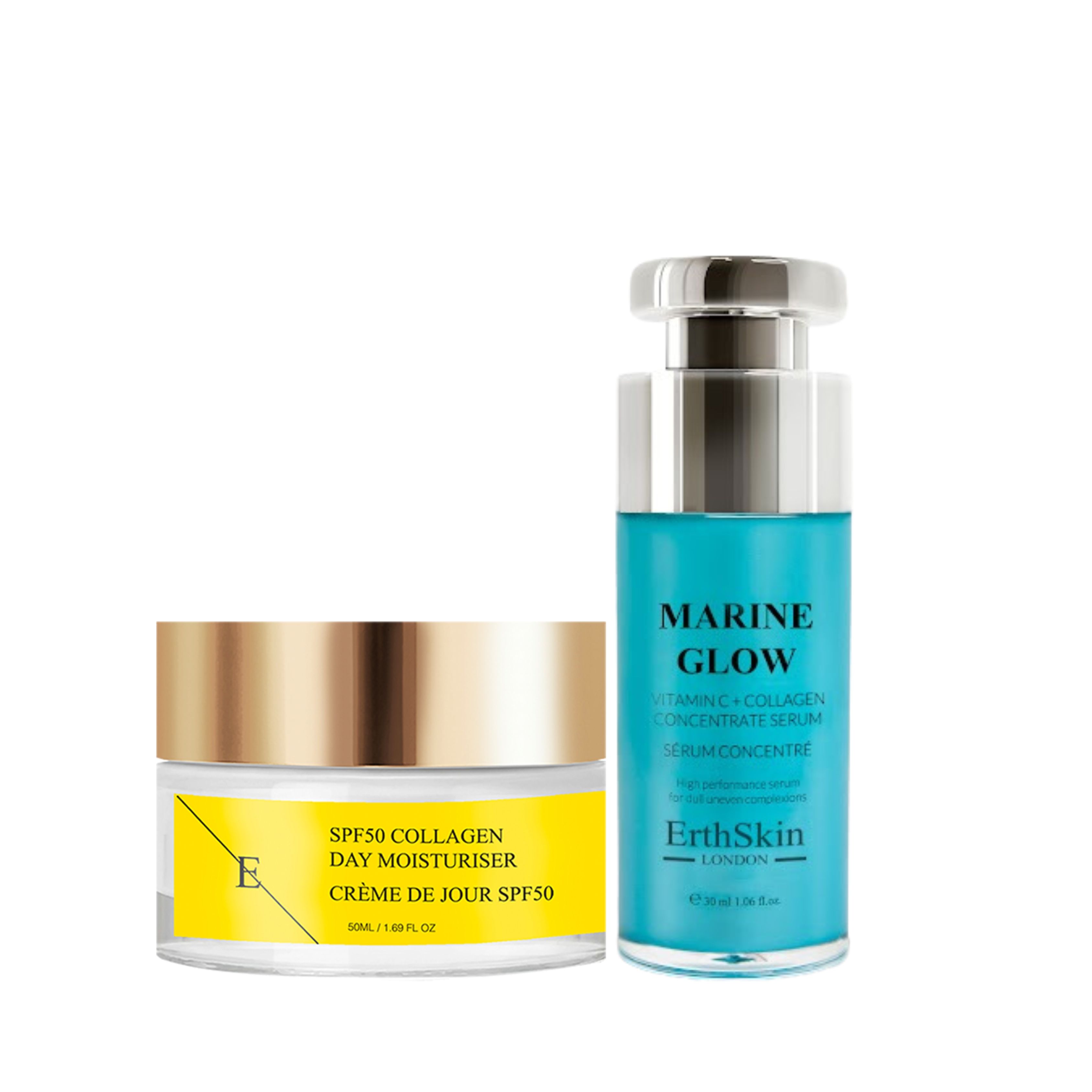 ErthSkin London Marine Glow Siero Concentrato Vitamina C + Collagene+ Crema Giorno Collagene