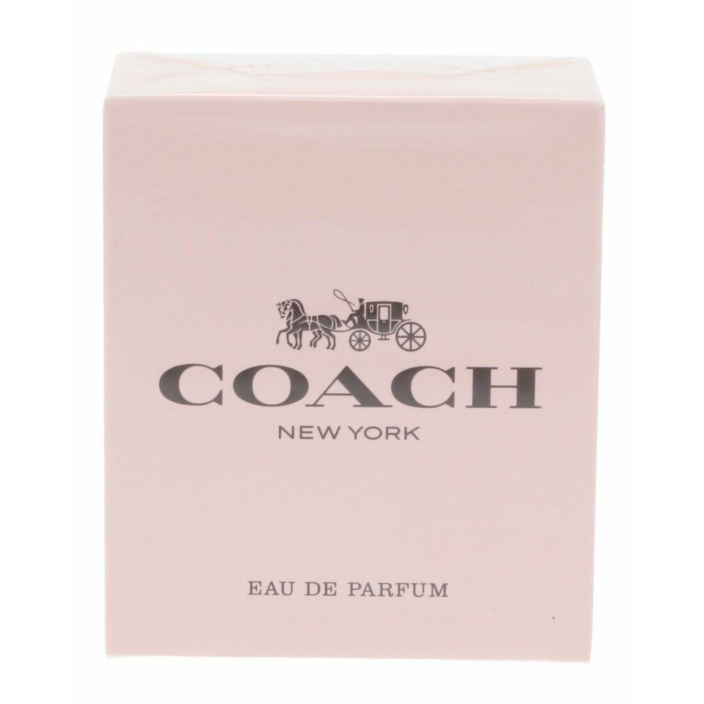 Confezione di Coach Eau de Parfum da donna, scatola rosa con logo Coach New York.
