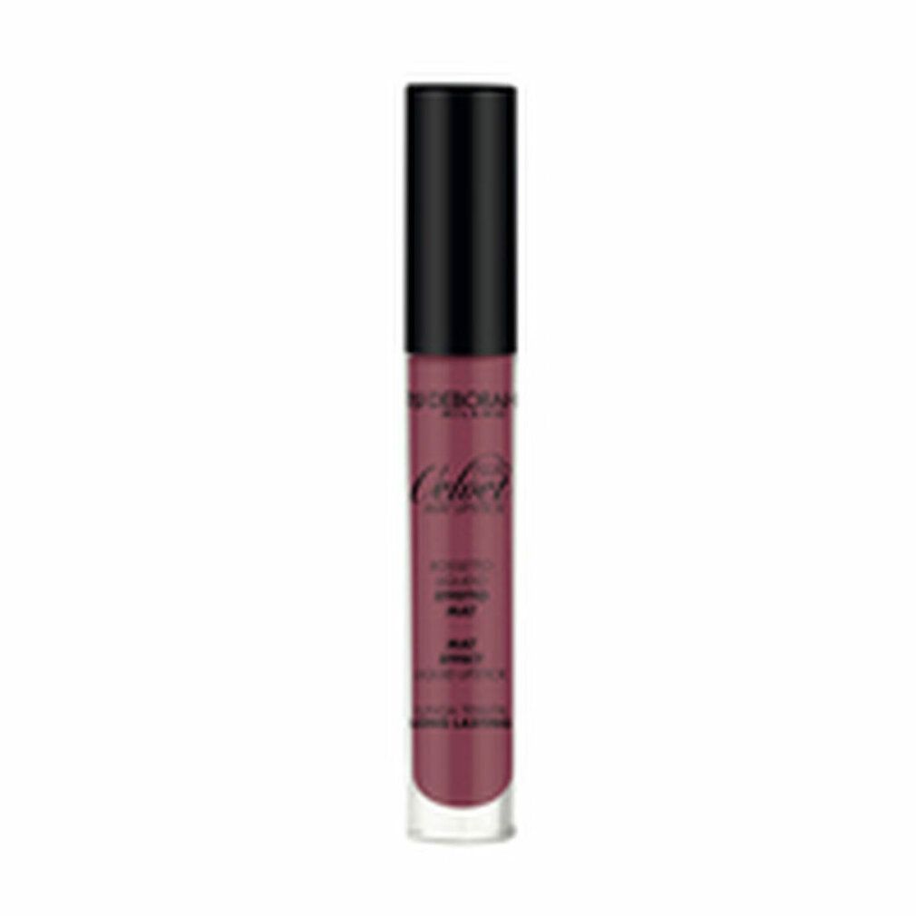 Rossetto liquido Deborah Milano Velvet, N.8 Classy Mauve. Tappo nero, confezione trasparente. Finish opaco, lunga durata.