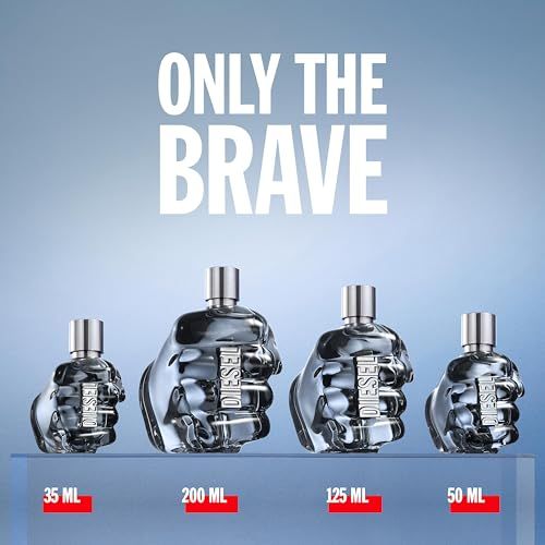 Quattro flaconi Diesel Only The Brave Eau de Toilette di diverse dimensioni.