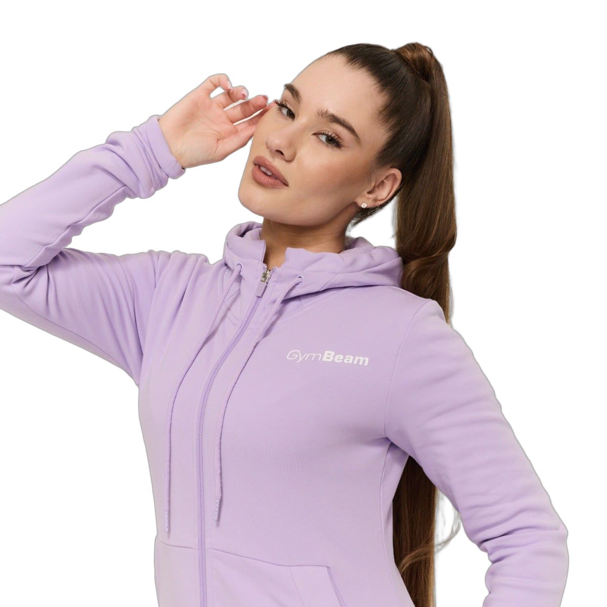 GymBeam Felpa donna regular con cappuccio e zip Limitless Lavender