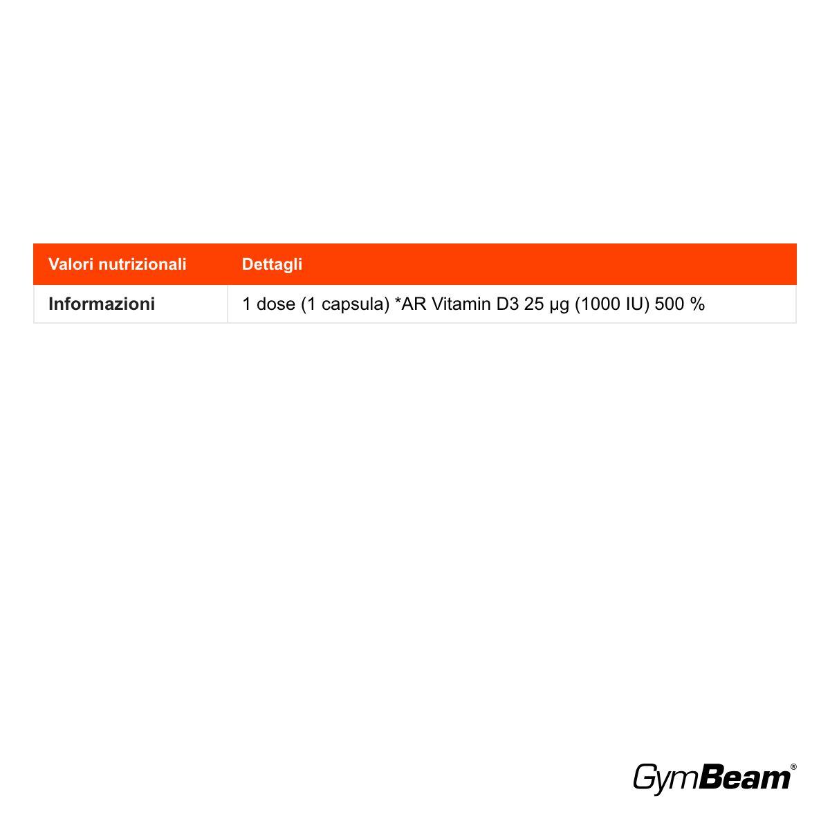 GymBeam Vitamina D3 1000 UI apparato muscolo-scheletrico