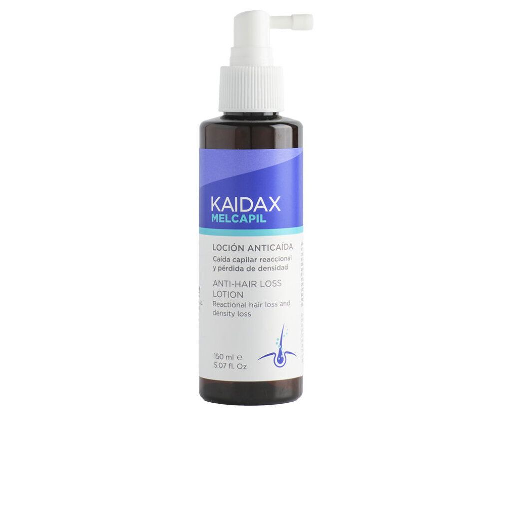 Lozione Topicrem Kaidax Melcapil Anticaduta: Flacone marrone con applicatore spray ed etichetta che indica 'Anti-Hair Loss Lotion'.