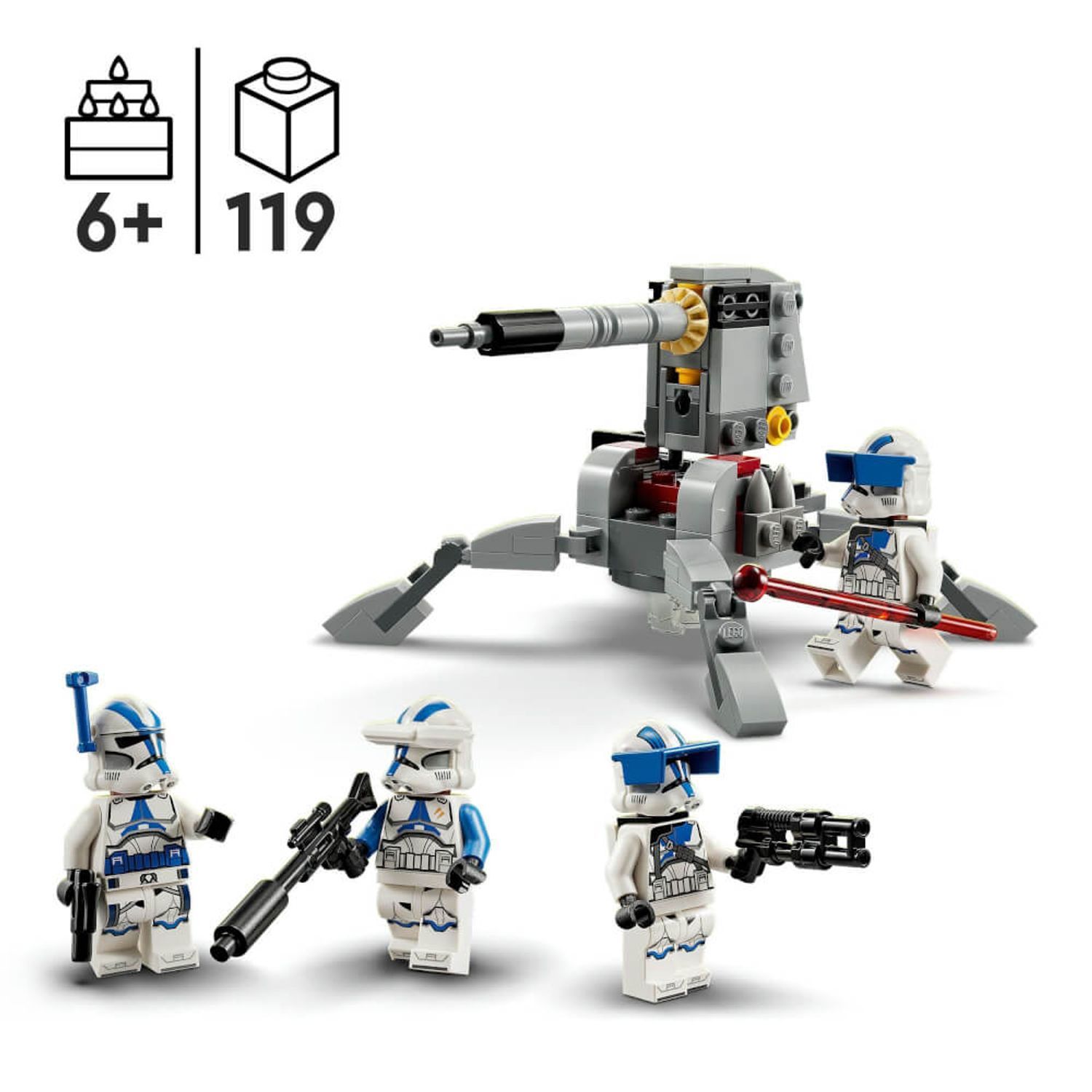 LEGO Star Wars 75345. Personaggi e cannone. 119 pezzi. 6+. 501st Clone Troopers Battle Pack.