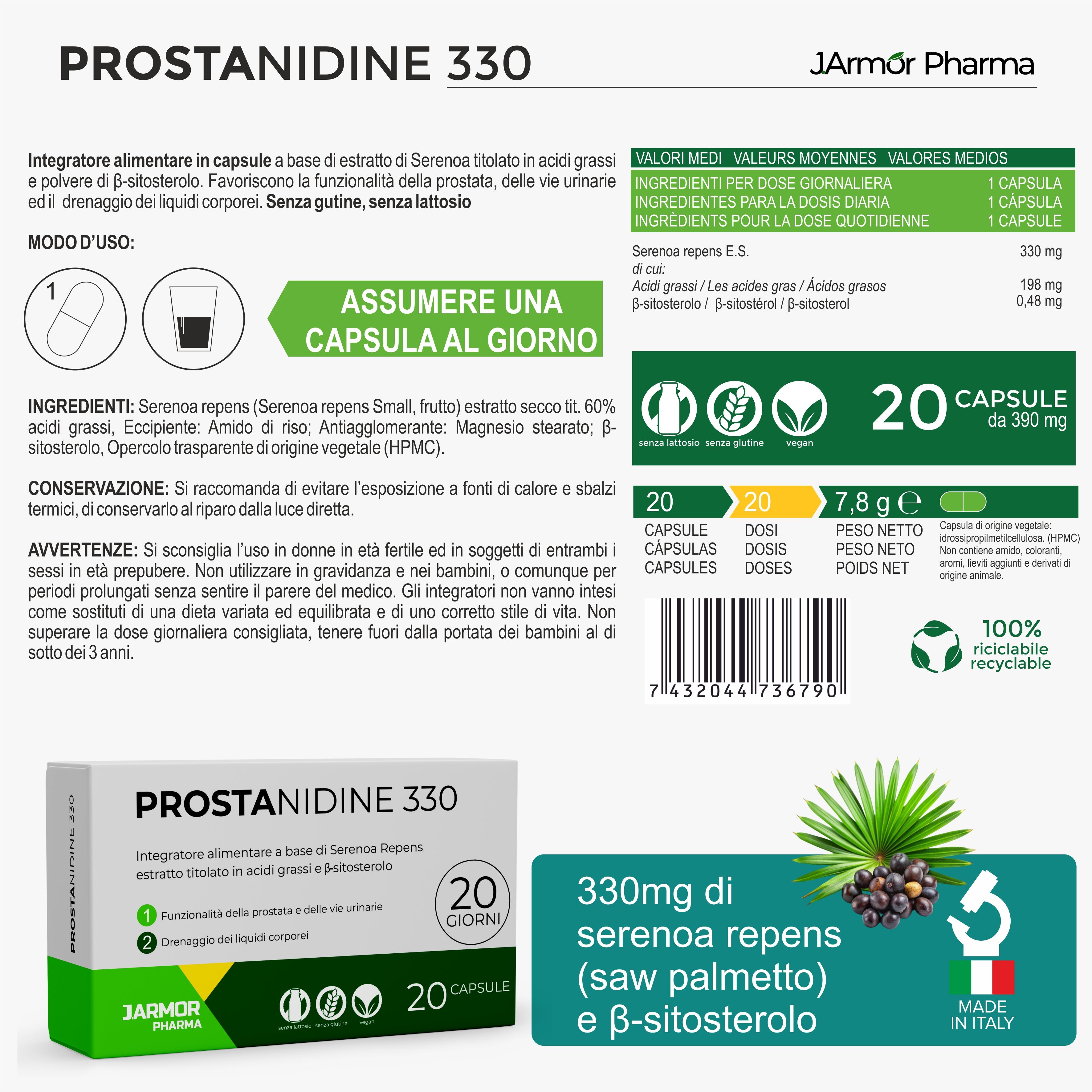 Prostata e Capelli – Serenoa Repens Saw Palmetto 320 mg -Prostanidine 20
