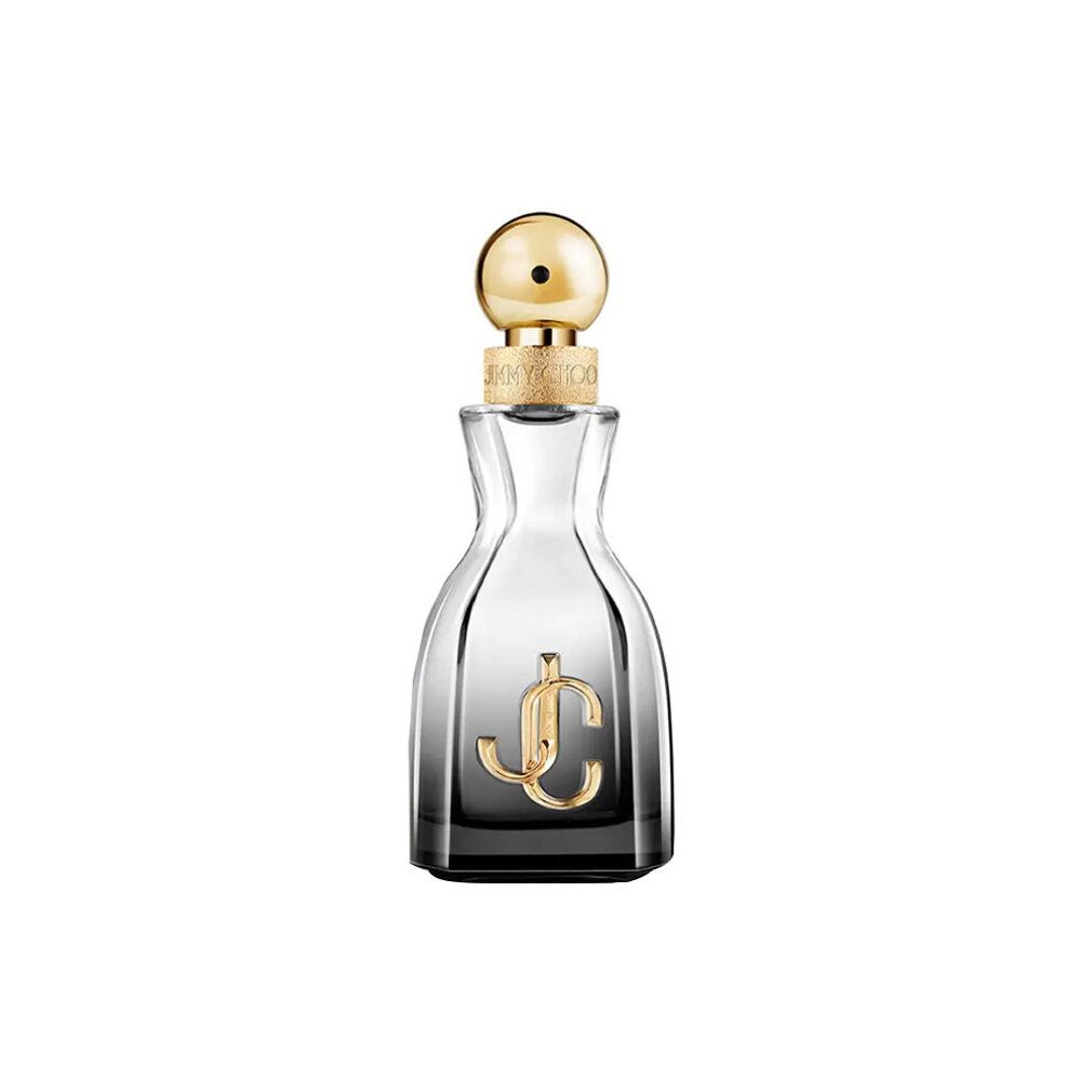Flacone di profumo con tappo dorato e logo. Sfumatura da trasparente a grigio scuro. Logo dorato.