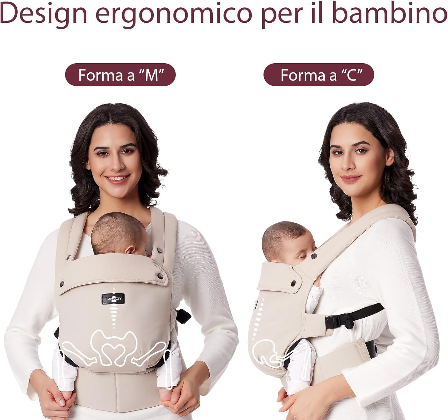 Momcozy Marsupio per Bambini Leggero e Traspirante Khaki