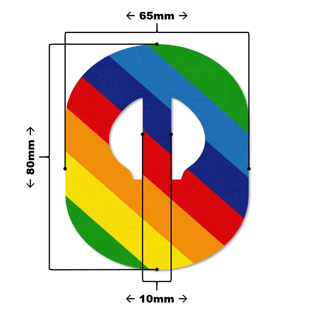 Cerotto ovale arcobaleno con intaglio. Dimensioni: 80x65x10mm.