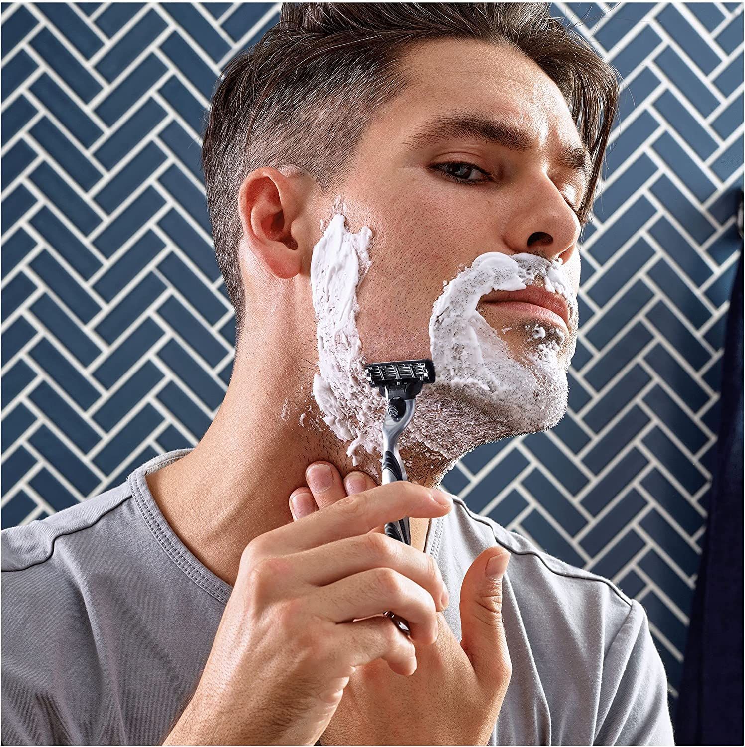 Gillette Mach3 Cartucce di Ricambio Uomo, Pack da 4, Lame Nanosittili e Lubrastrip Potenziata