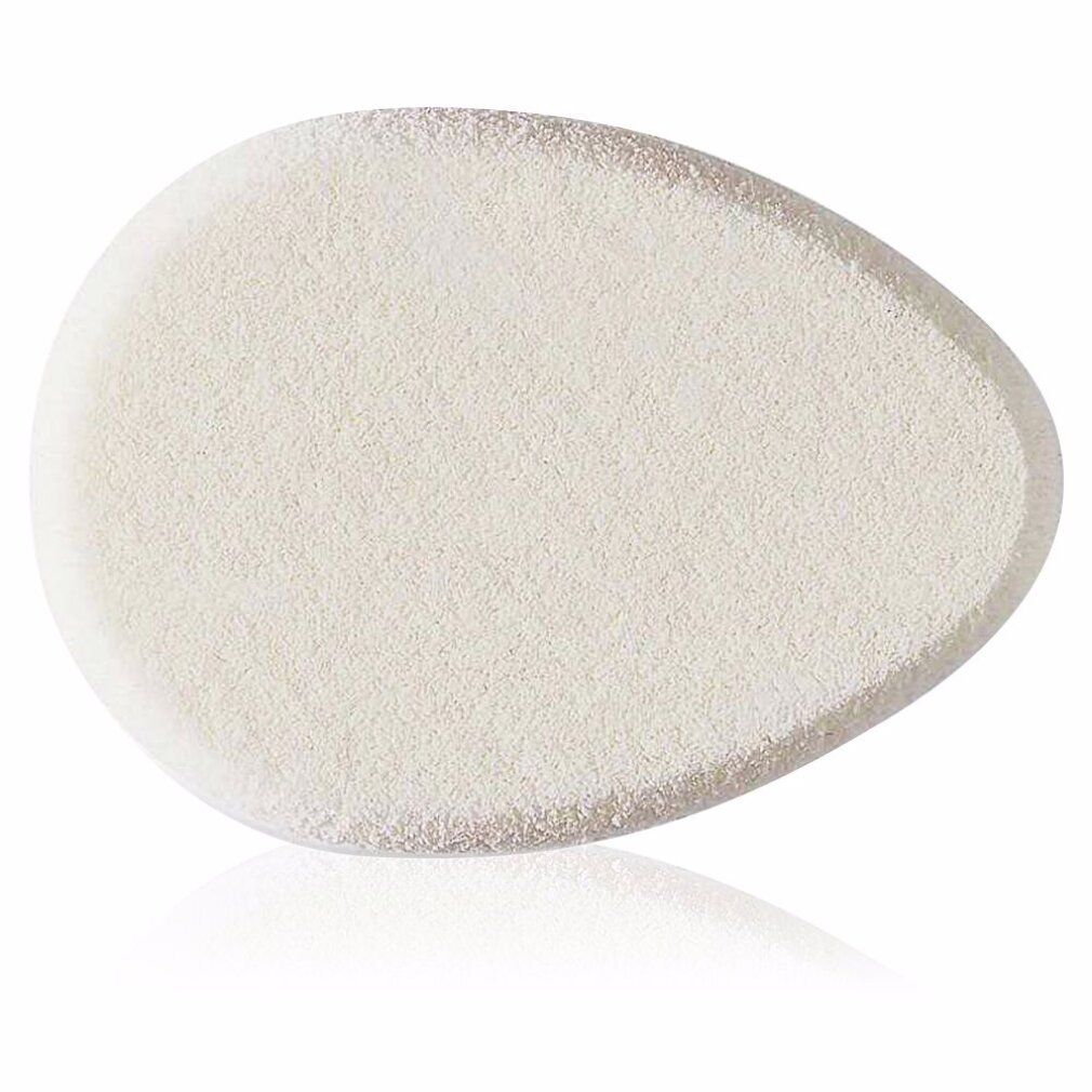Spugna ovale Yukilon. Beige, superficie porosa. A forma di goccia, punta arrotondata. Per cosmetici.