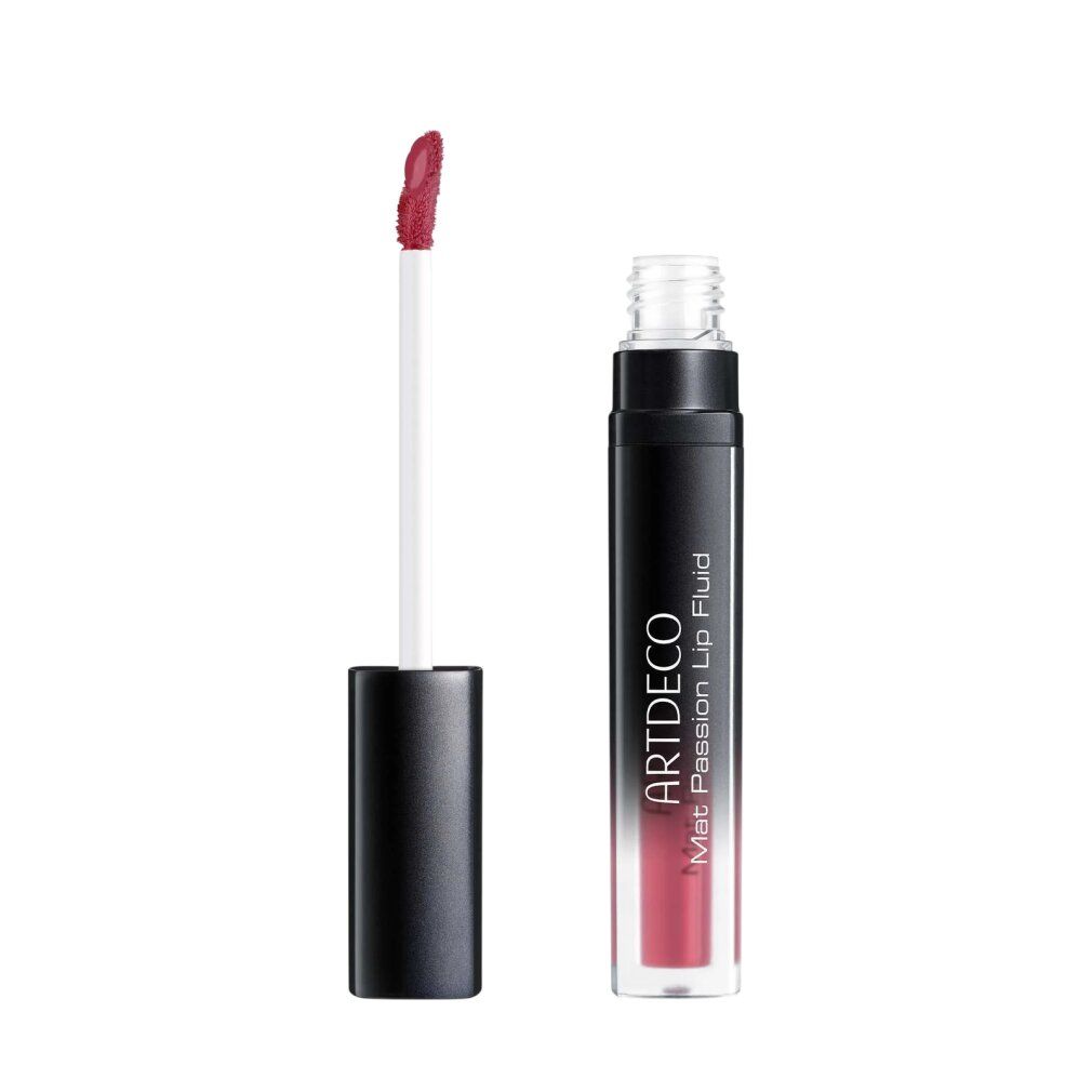 ARTDECO Mat Passion Lip Fluid in tonalità rosa scuro con applicatore.