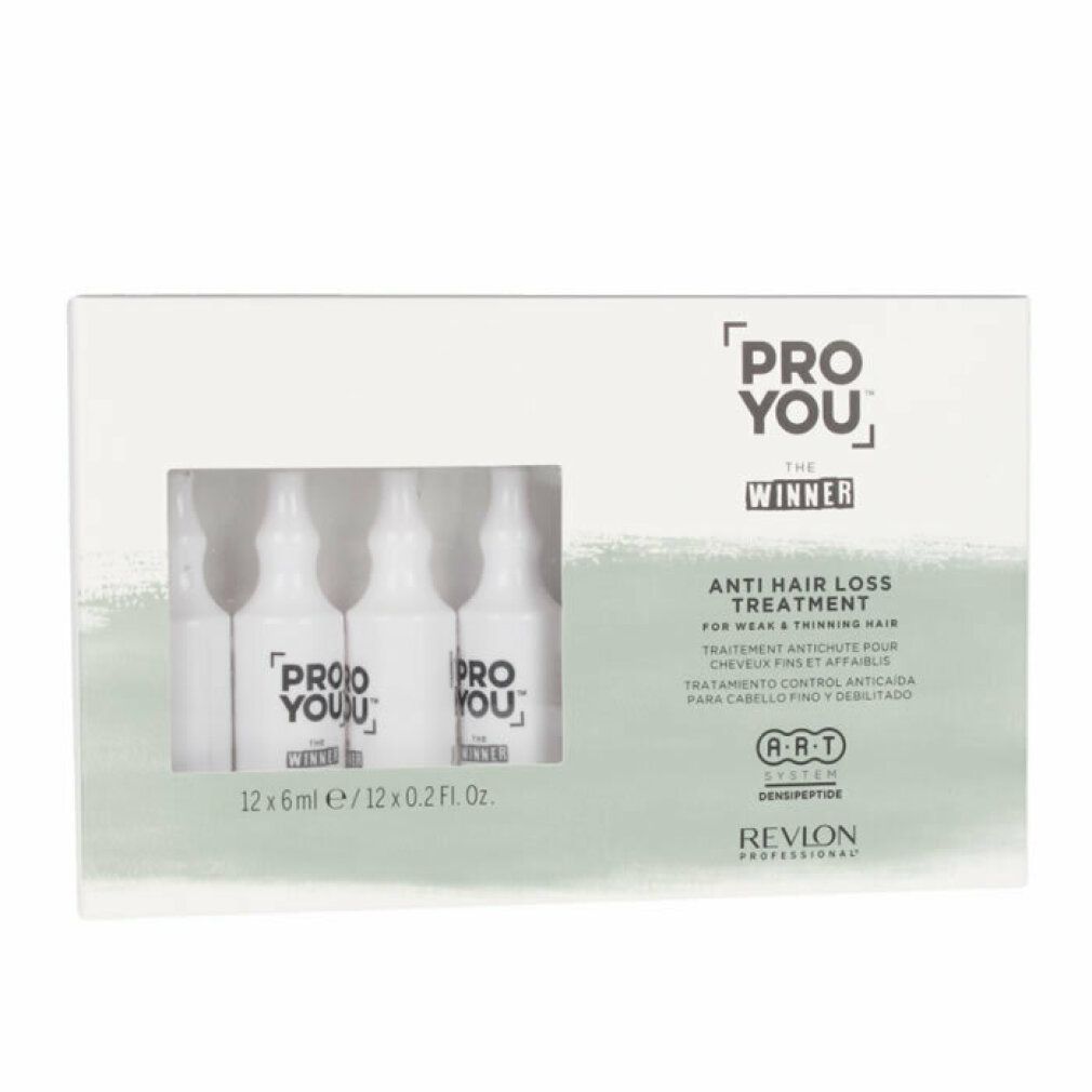 Confezione da 12 fiale. Scritta: Pro You The Winner Anti Hair Loss Treatment. Revlon Professional.
