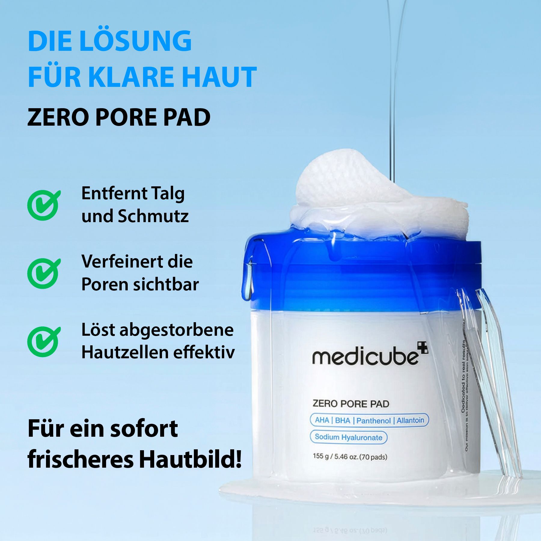 Medicube Zero Pore Pad – Tonico Detergente Viso Dischetti Detergenti Bifacciali