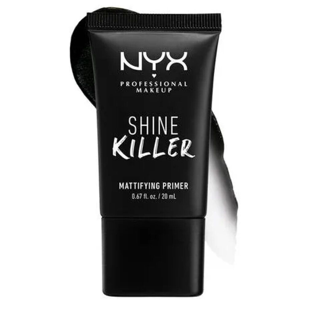 Tubo nero con stampa bianca. Contiene NYX PROFESSIONAL MAKEUP, SHINE KILLER, Mattifying Primer. 20 ml.