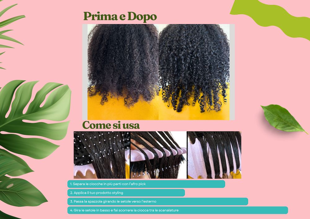 Confronto prima-dopo di capelli ricci. Istruzioni per l'uso. Illustrazioni dei passaggi di applicazione.