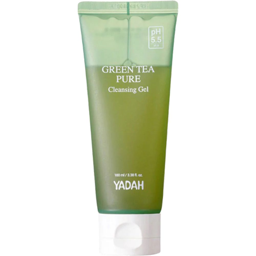 Tubo verde. Scritta: Green Tea Pure Cleansing Gel, pH 5.5, YADAH.