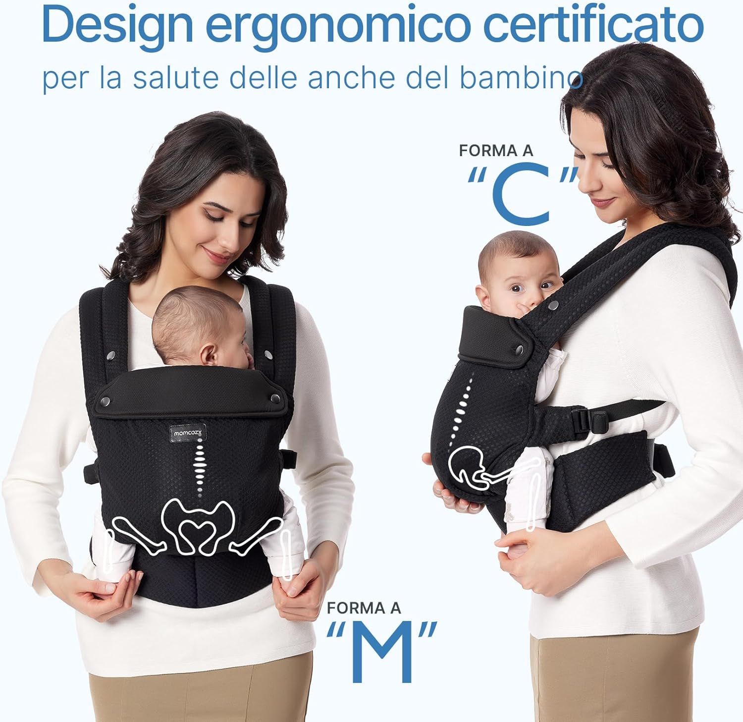 Momcozy Marsupio per Bambini Leggero e Traspirante Air Mesh Nero