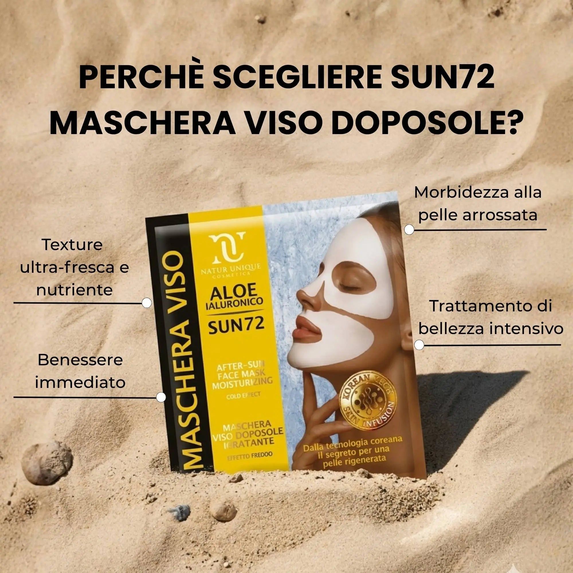 Natur Unique Maschera Viso Doposole Idratante Effetto Freddo
