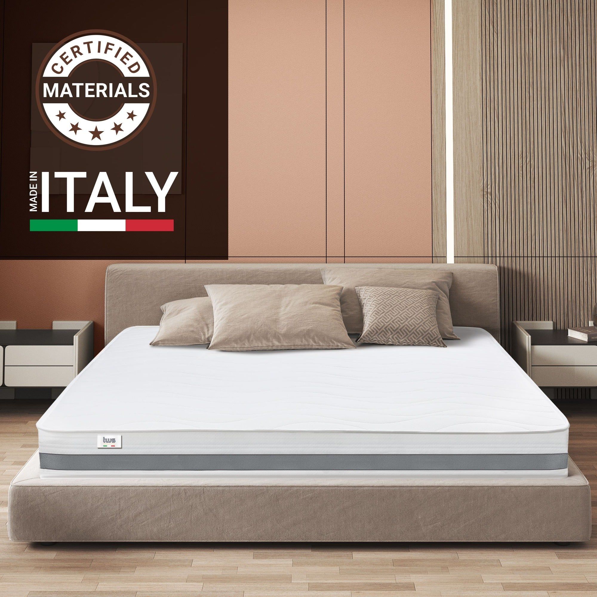 The White Stone Materasso Singolo 100x190 cm in Memory Antibatterico | Altezza 25 cm