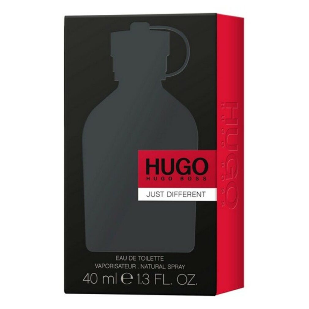 Confezione nera con accento rosso. HUGO Just Different. 40 ml Eau de Toilette.