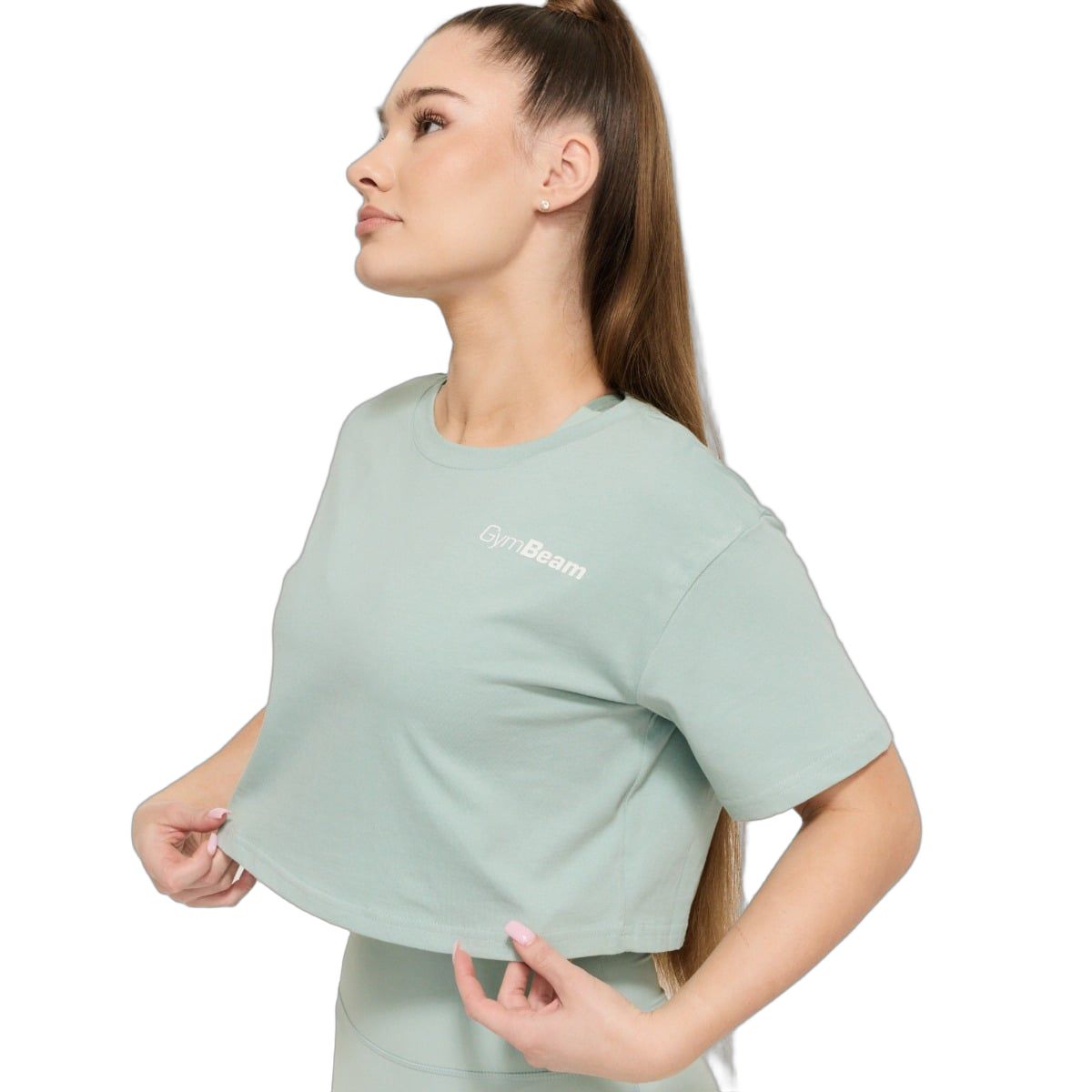 GymBeam Crop top donna Limitless cropped cotone Eucalypt