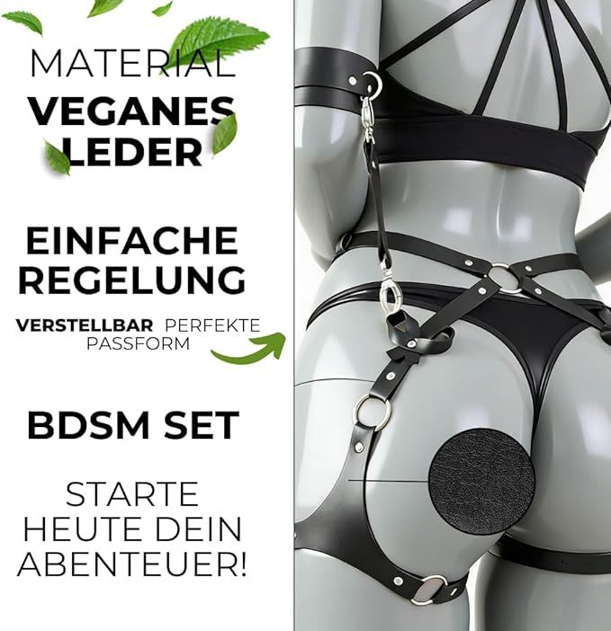 FOPS set di manette con harness, cintura bondage regolabile