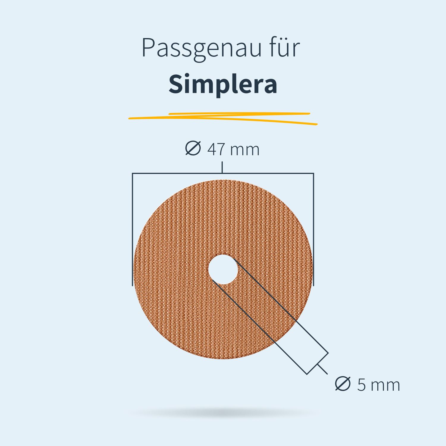 Cerotto rotondo, diametro 47 mm, foro 5 mm. Per Simplera.