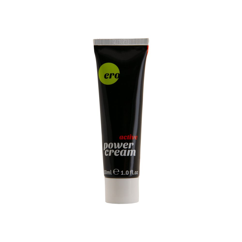 Tubo "active power cream". Tubo nero con tappo bianco. Logo "Ero". 30ml.