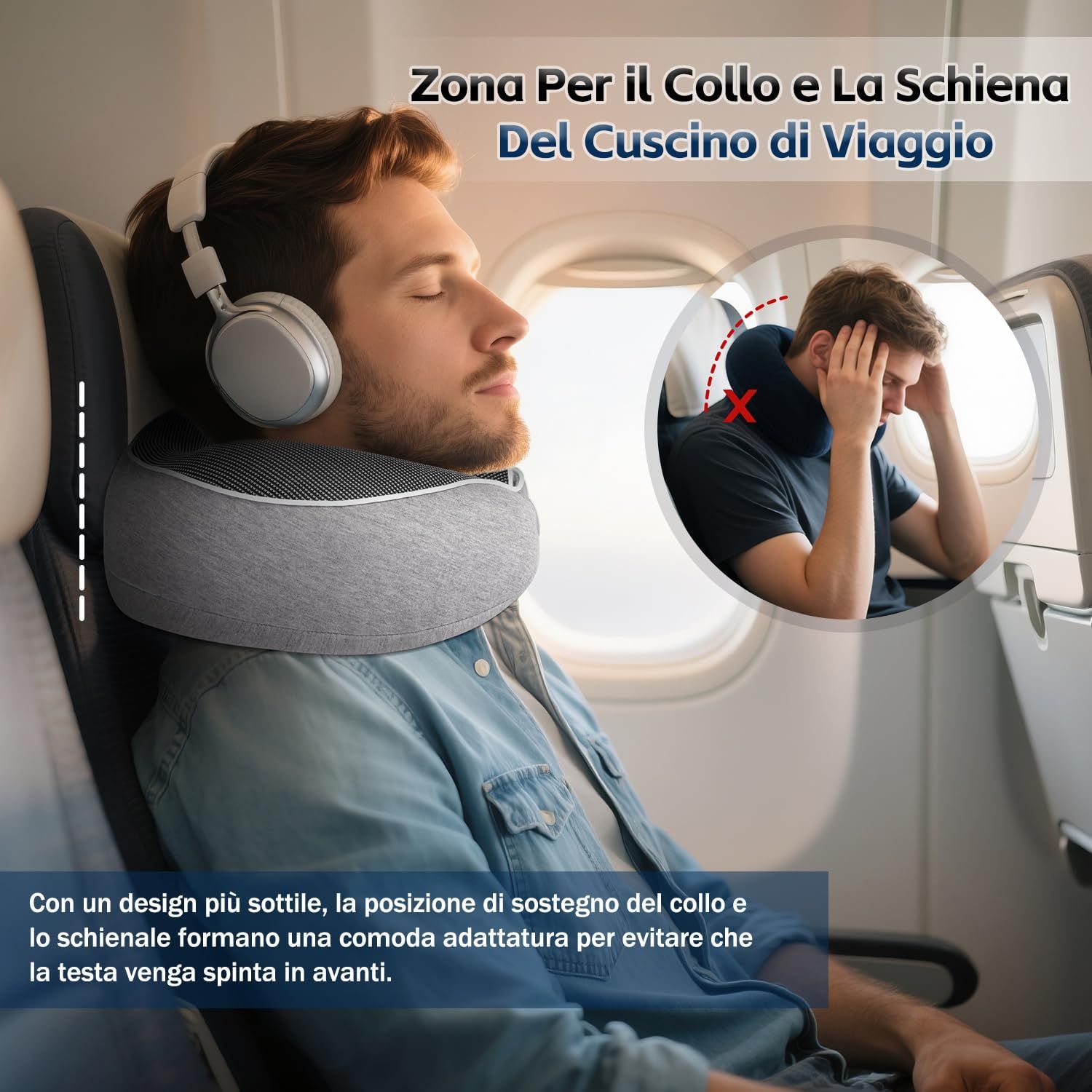 Cuscino cervicale Nourideaux grigio – viaggio in aereo