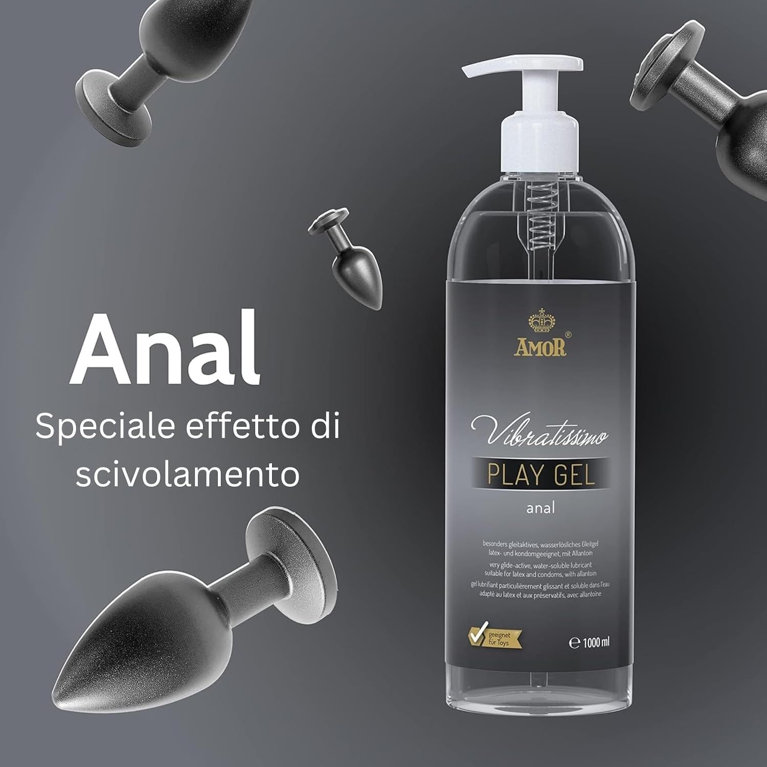 Flacone Vibratissimo Play Gel Anal passato da mani.