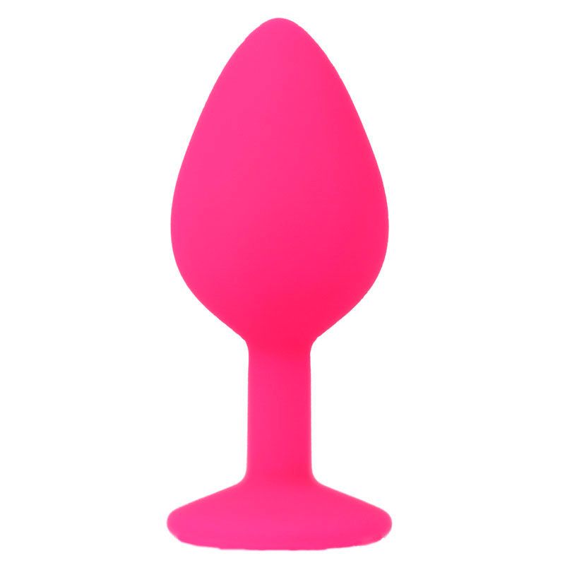 Plug anale rosa senza cristallo, vista frontale.