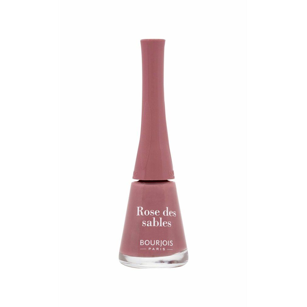 Flacone di smalto rosa. Scritta: Rose des sables, Bourjois Paris.