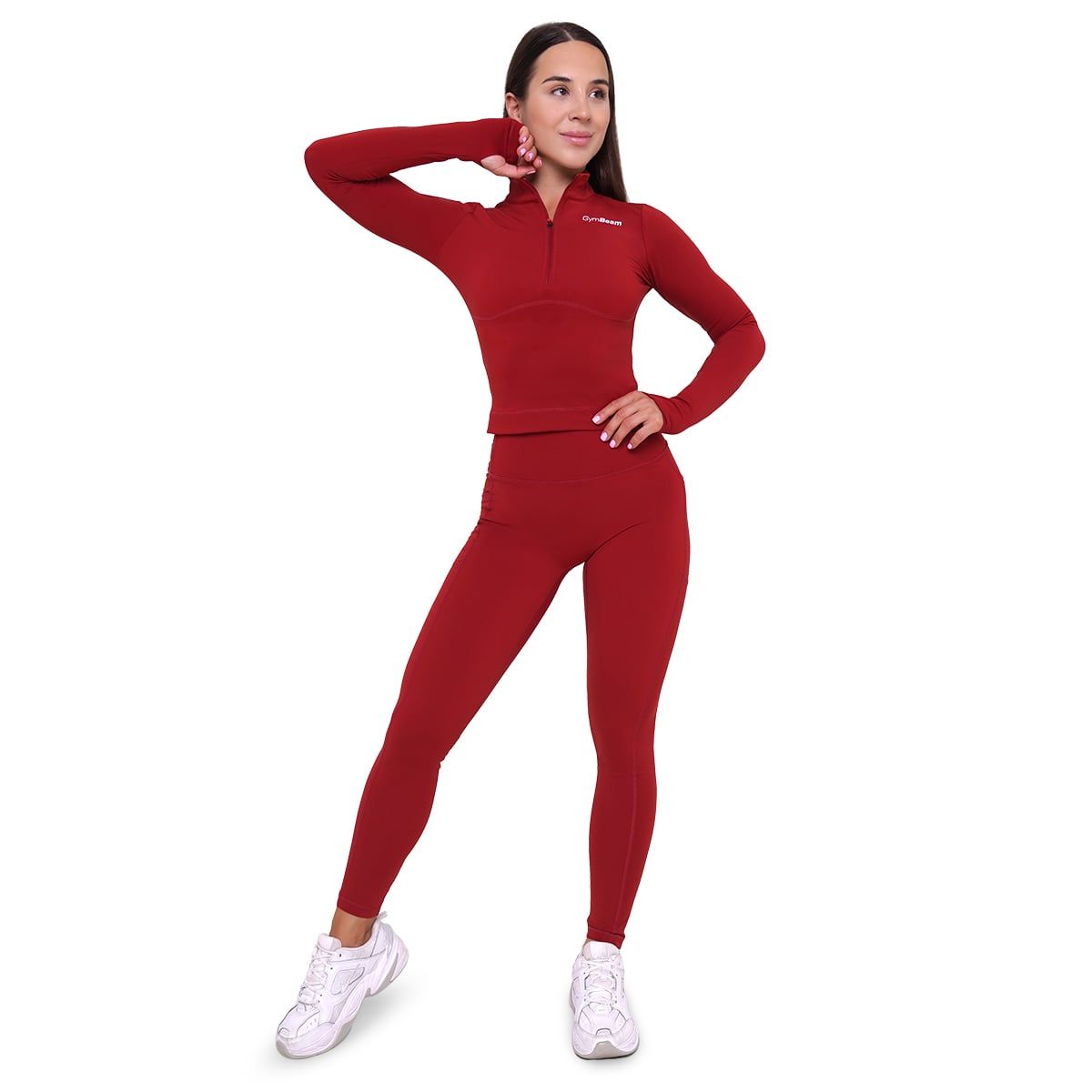GymBeam Top donna Ignite cropped slim rosso scuro