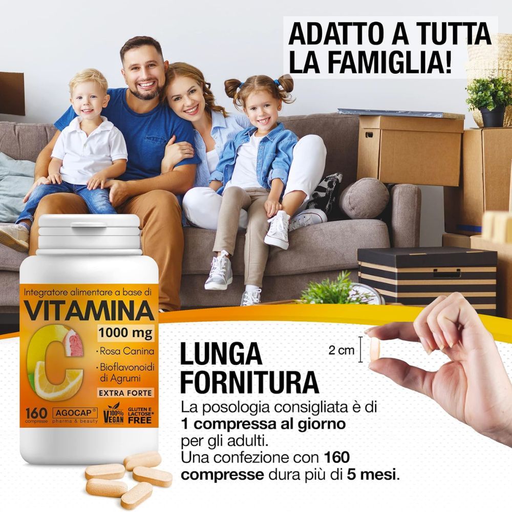 agocap - Integratore a base di Vitamina C 1000 con Bioflavonoidi da Agrumi e Rosa Canina