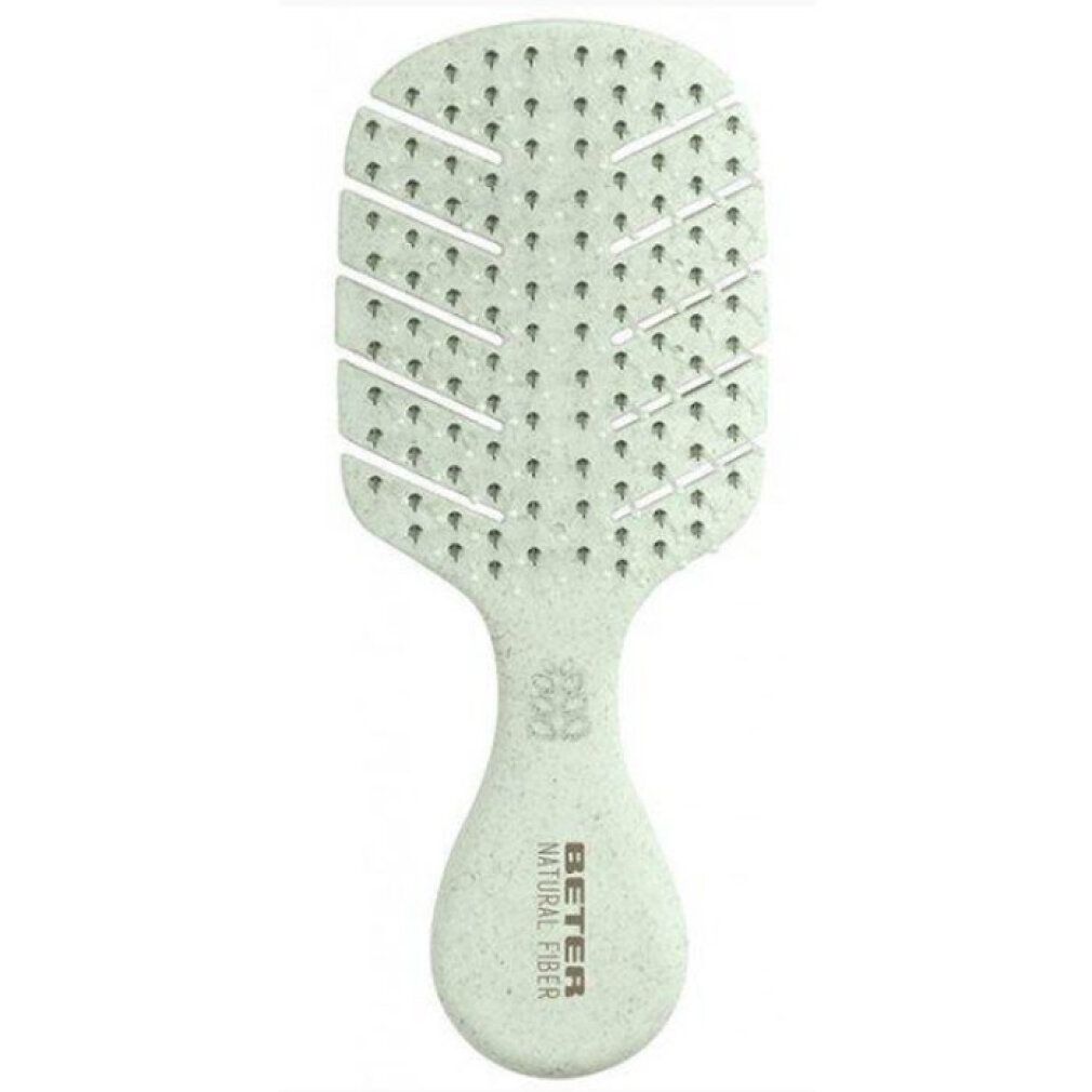 Spazzola districante chiara in fibra naturale con setole flessibili e fori di aerazione.