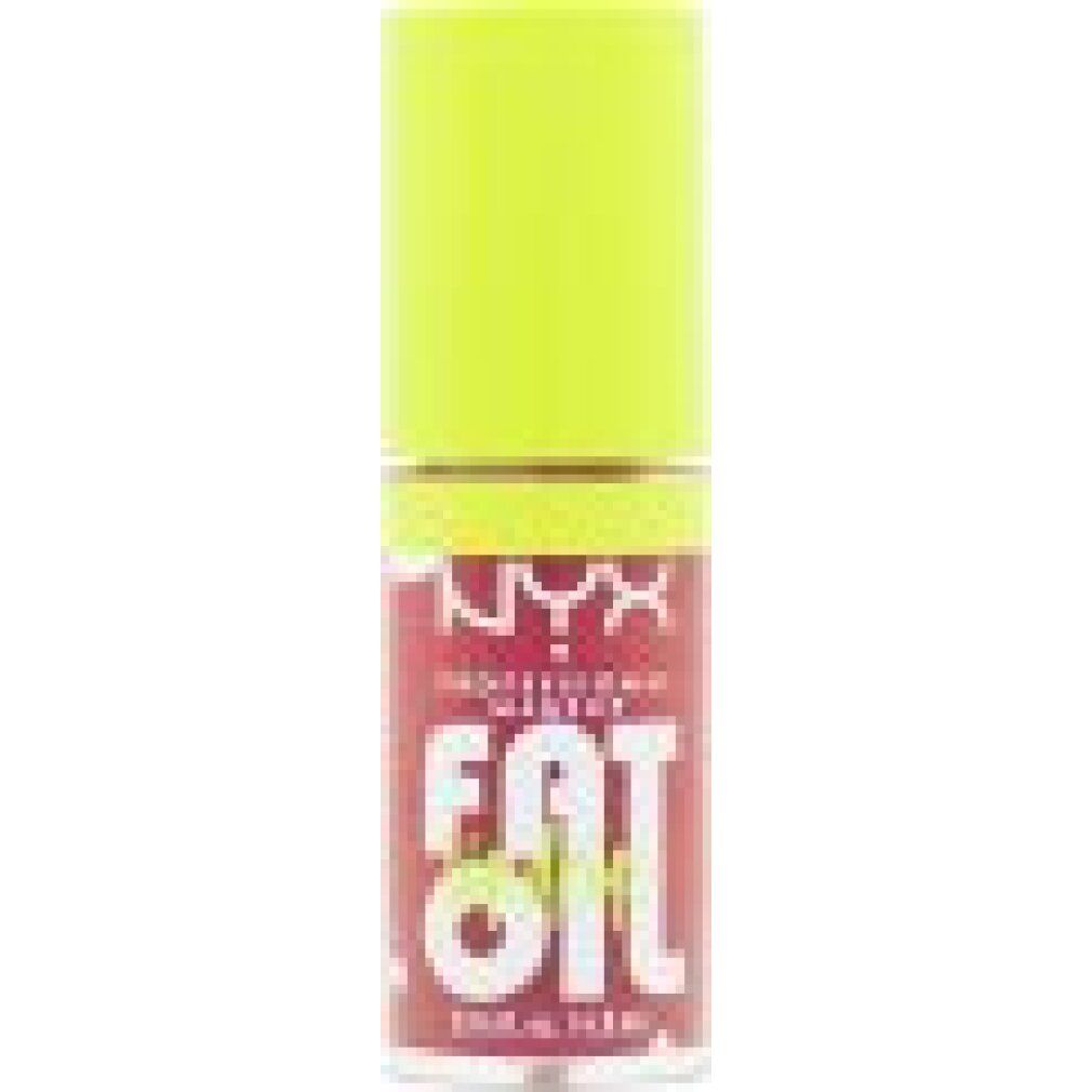 NYX Professional Makeup Lip Drip. Flacone rosa, tappo giallo. Testo: FAT OIL.