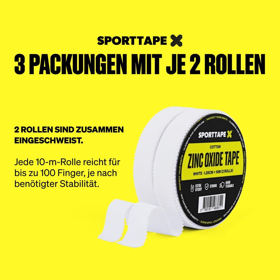 SPORTTAPE Tape da Arrampicata 1,25 cm x 10 m - Bianco