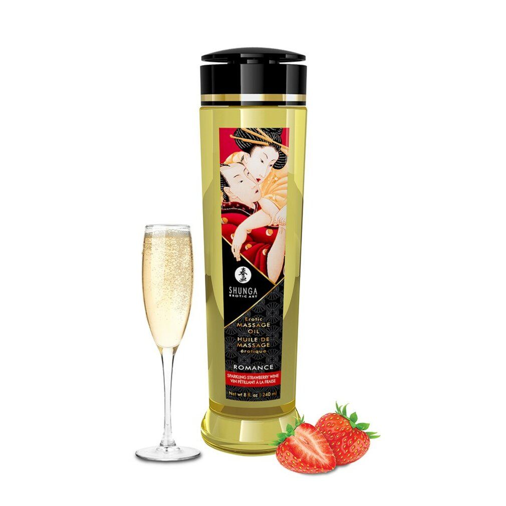 shunga Olio per massaggi Romance (Vino frizzante alla fragola)