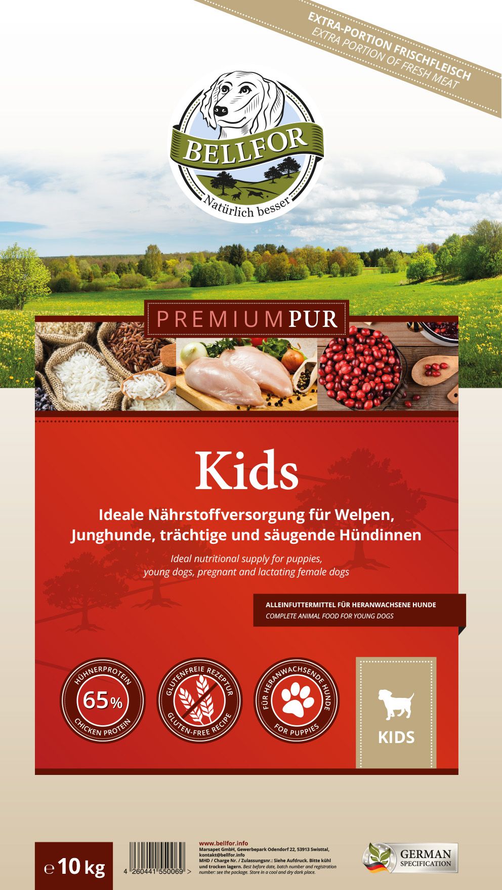 Bellfor Cibo per Cani Senza Glutine per Cuccioli - PREMIUM PUR Kids