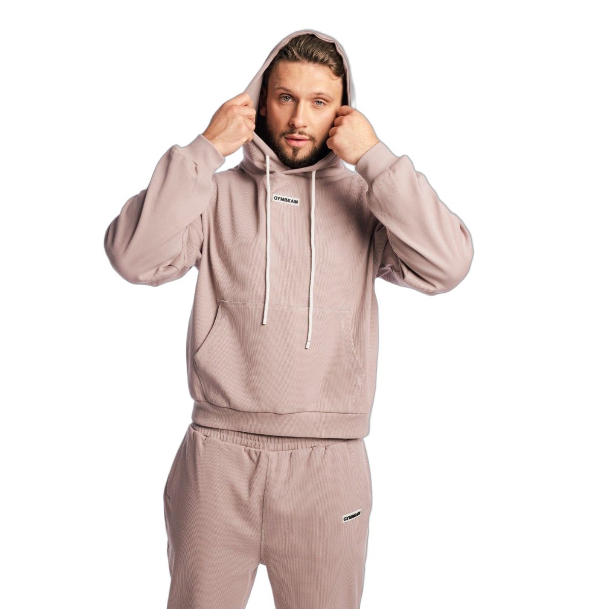GymBeam Felpa uomo oversize con cappuccio e tasca frontale Aura Roux